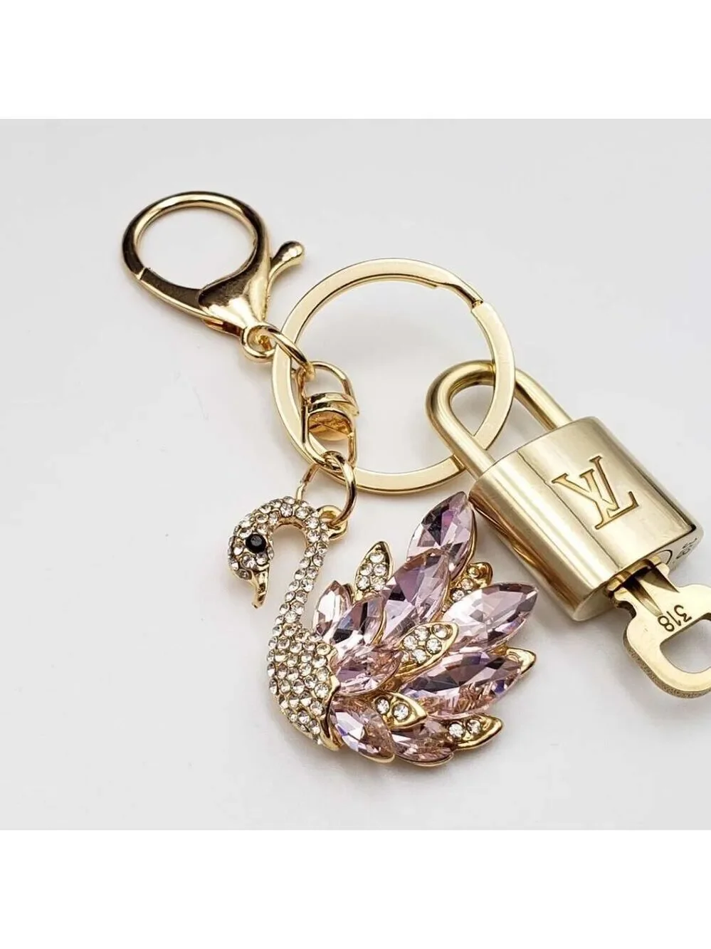 Louis Vuitton Gold Padlock 🔑 Authentic LV Unbranded Swan Keychain Bag Charm
